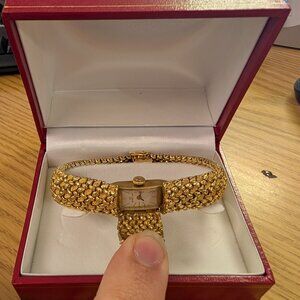 Rare Vintage Omega 14k Yellow Gold Hidden Watch / Bracelet + Papers